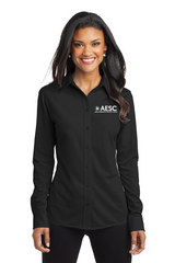 AESC Women’s Port Authority Dimension Knit Long Sleeve Dress Shirt Black