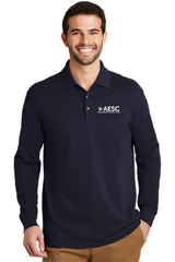 Powers Men’s Port Authority EZCotton Long Sleeve Polo Navy