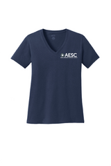 AESC Women’s Port & Company Cotton V-Neck Tee Navy