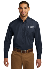Edge Mens Long Sleeve Carefree Poplin Shirt
