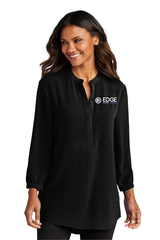 Edge Ladies 3/4 Sleeve Textured Crepe Tunic