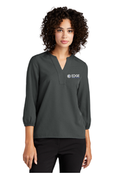 Edge Ladies Stretch Crepe 3/4 Sleeve Blouse