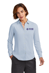 Edge Ladies Full-Button Satin Blouse