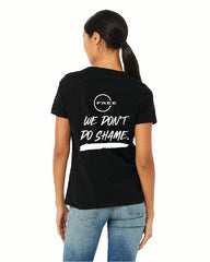 Womens Relaxed Jersey V Neck We don't do Shame