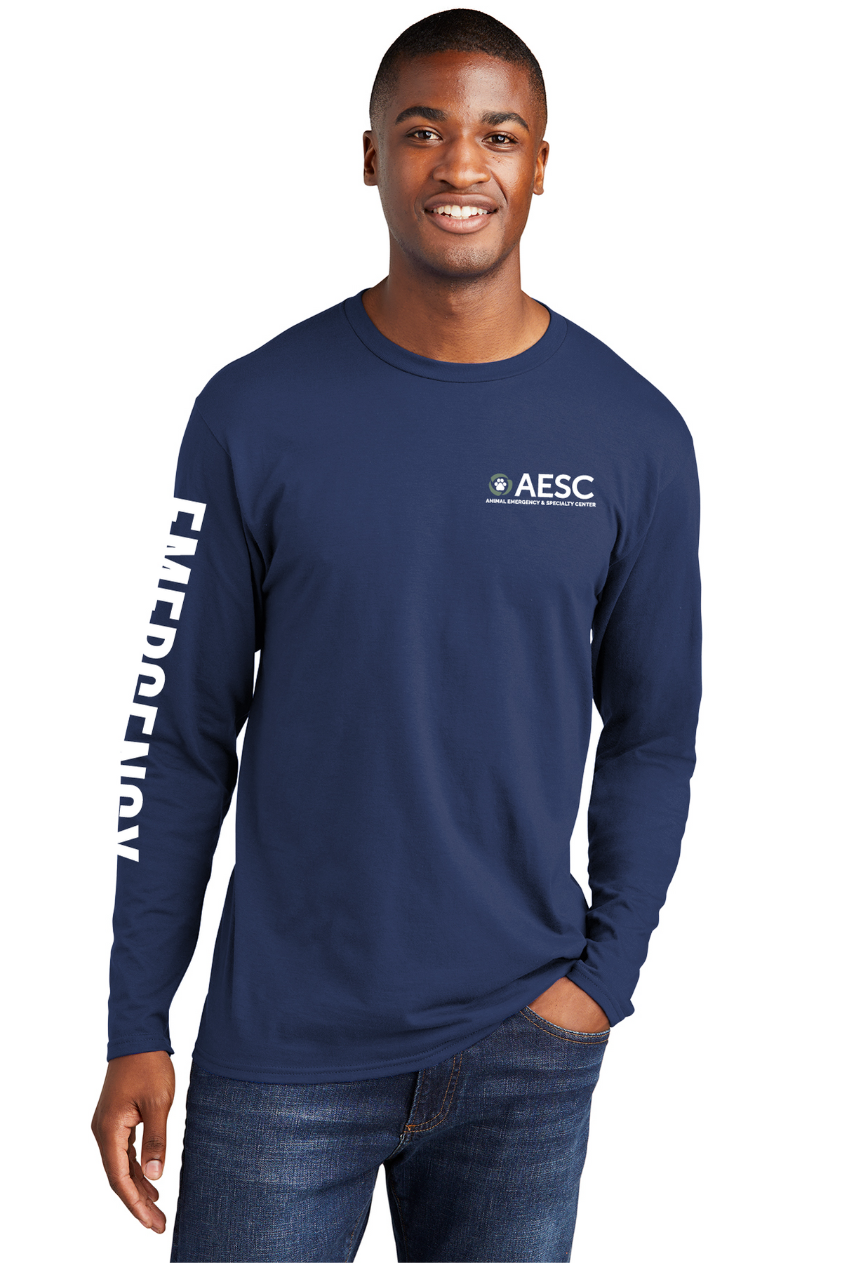 AESC Men's  Long Sleeve Department Tee Navy