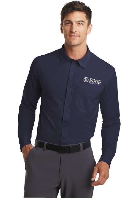 Men's Edge Port Authority Knit Dress Shirt Dark Navy