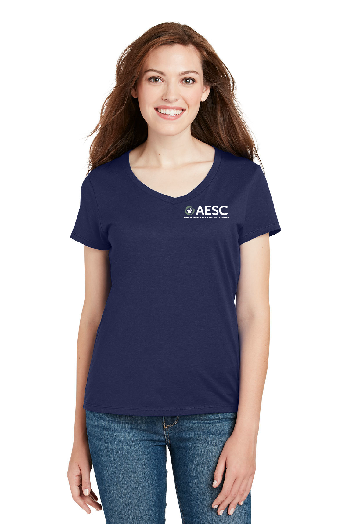 AESC Women’s Hanes Perfect-T V Neck Navy