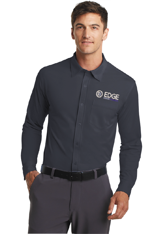 Men's Edge Port Authority Knit Dress Shirt Battleship Grey