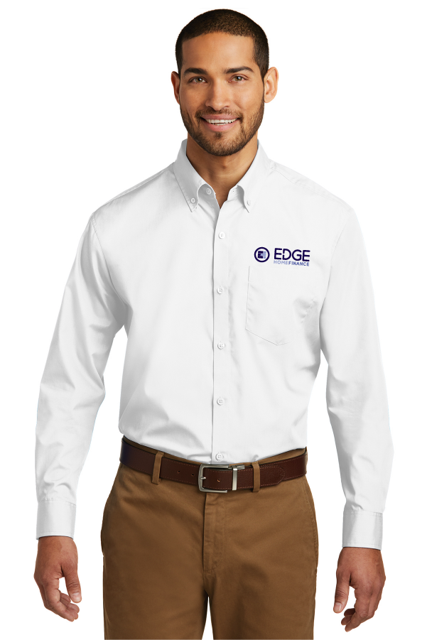 Edge Mens Long Sleeve Carefree Poplin Shirt