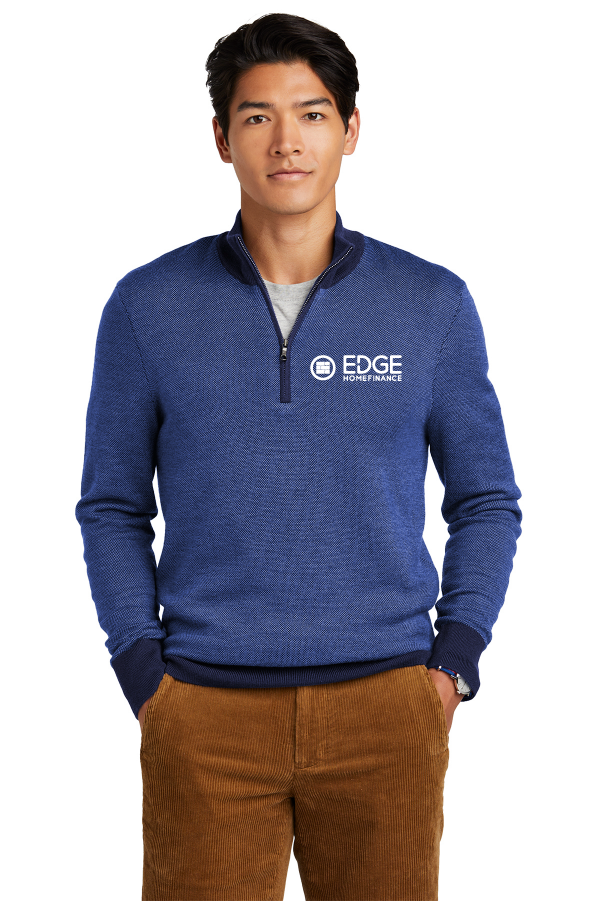 BB attire Mens Washable Merino Birdseye 1/4 Zip Sweater