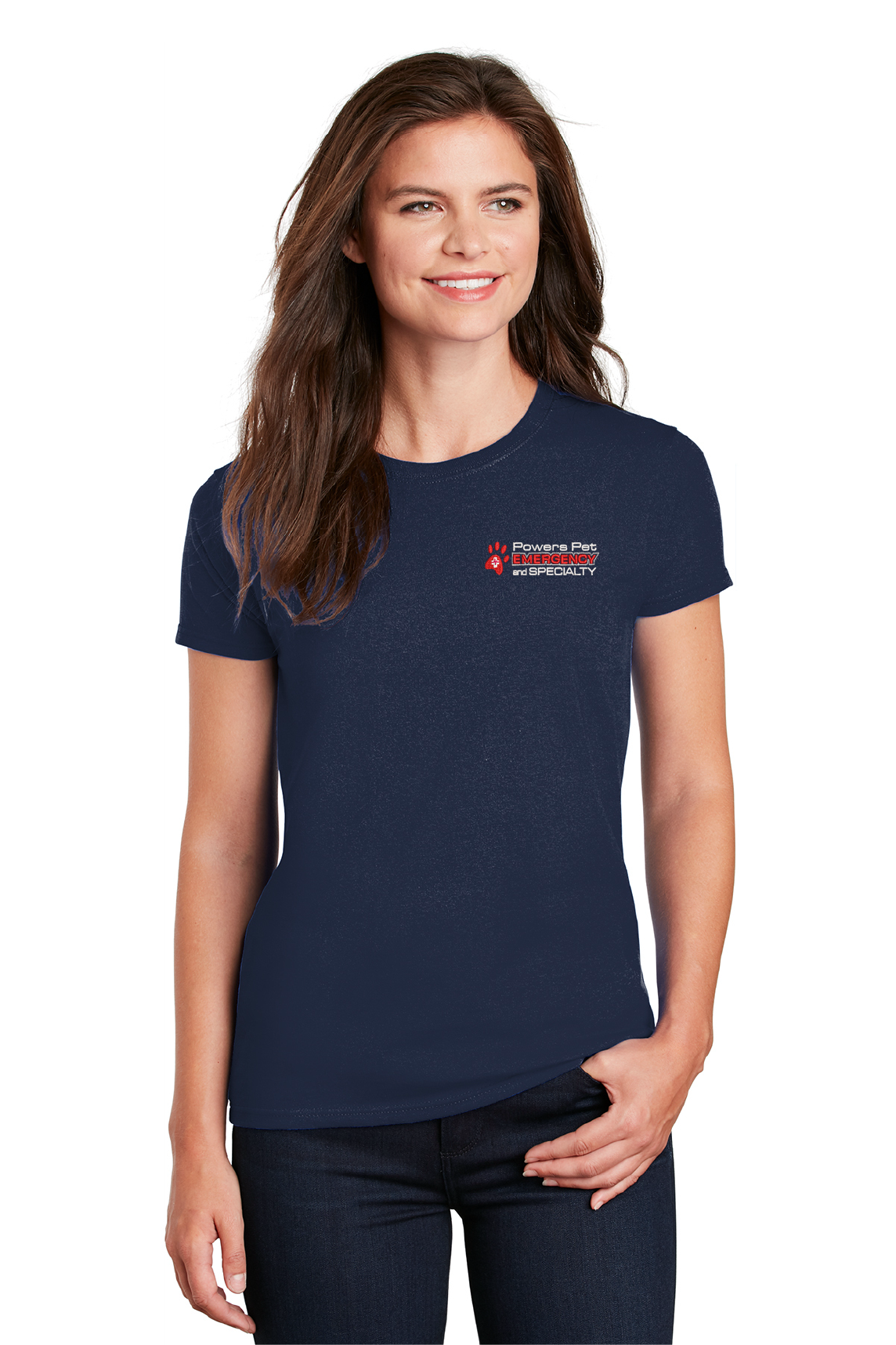 Powers Women’s Ultra Cotton 100% US Cotton T-Shirt Navy