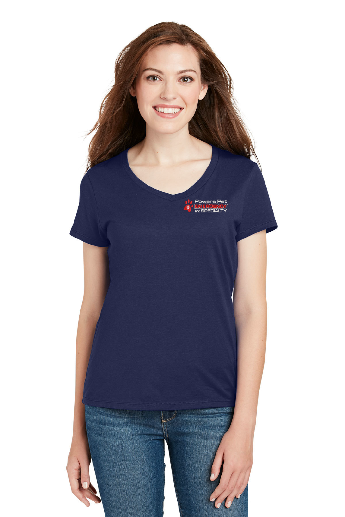 Powers Women’s Hanes Perfect-T V Neck Navy