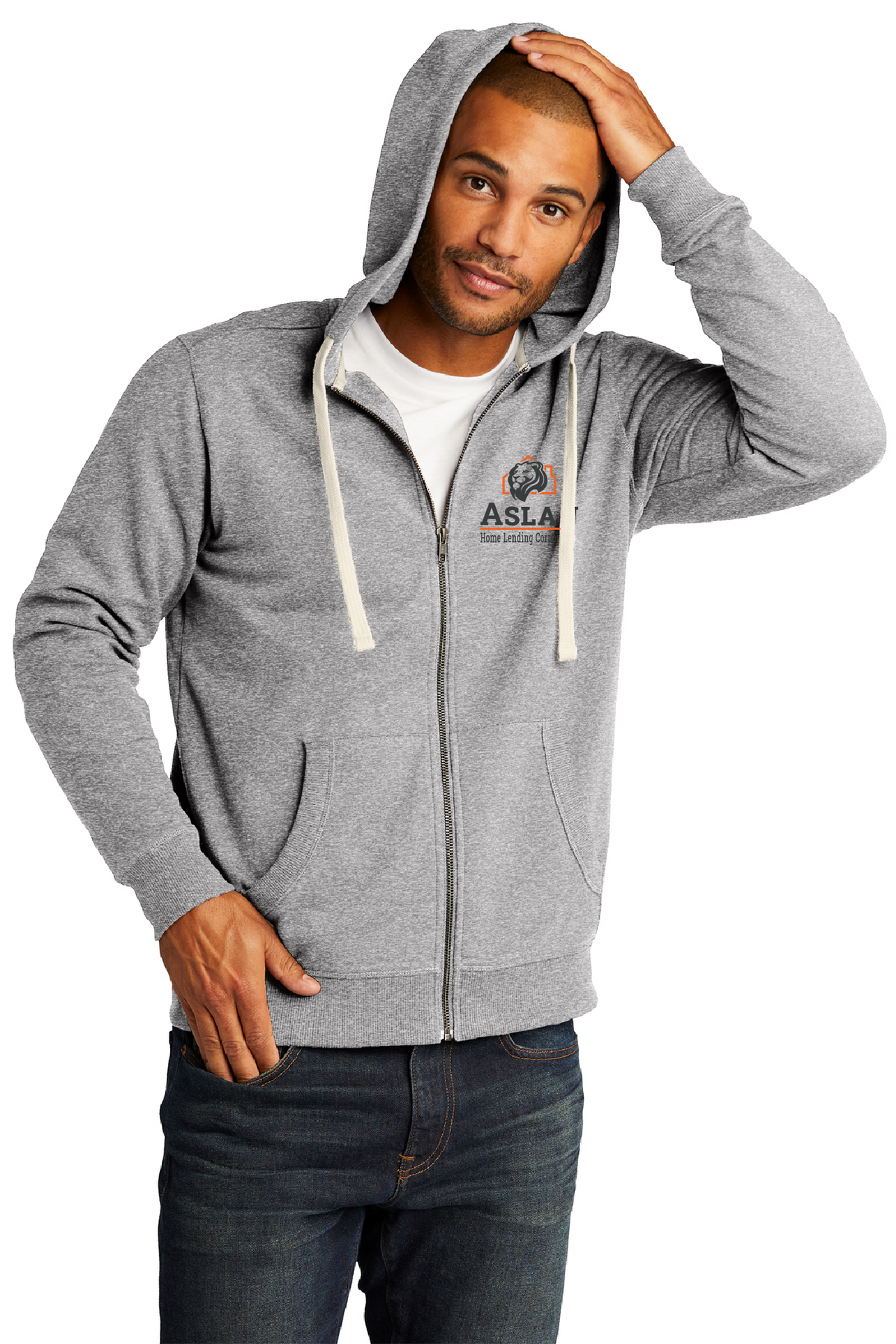 Aslan District Full Zip Hoodie Light Grey